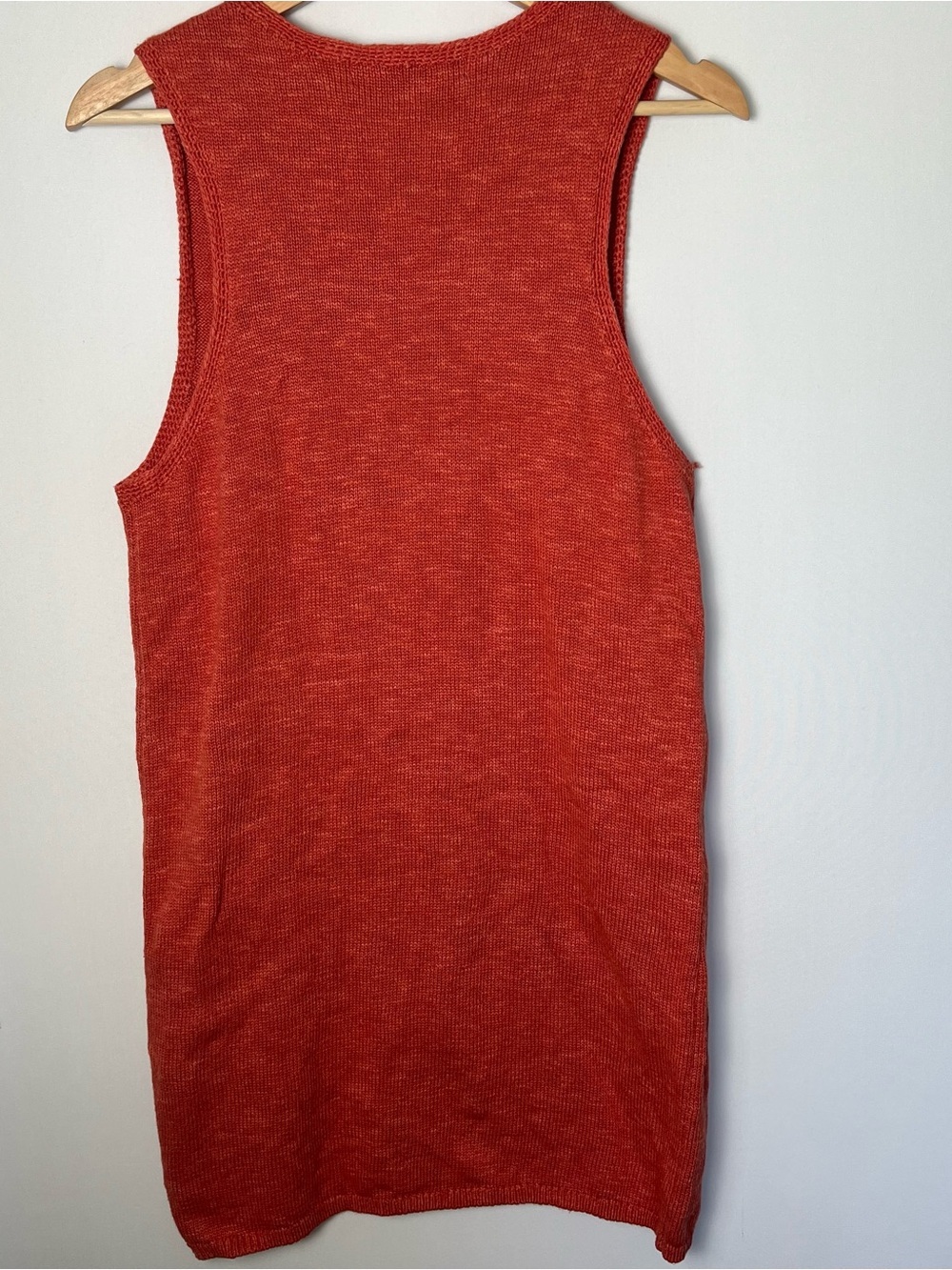 Free People Beach Women’s Orange Knit Sleeveless Mini Dress Small Linen Cotton - Picture 4 of 7